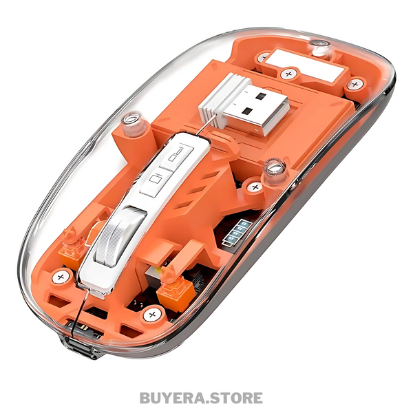 Transparent Wireless Mouse Supports 2.4G Double Bluetooth Option C-TYPE Charging With Mouse Pad