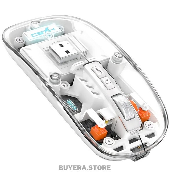 Transparent Wireless Mouse Supports 2.4G Double Bluetooth Option C-TYPE Charging With Mouse Pad