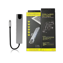 Type-C to HDTV 8-in-1 Hub – 4K HDMI, USB 3.0, Ethernet, SD/TF, Power Delivery & Fast Charging